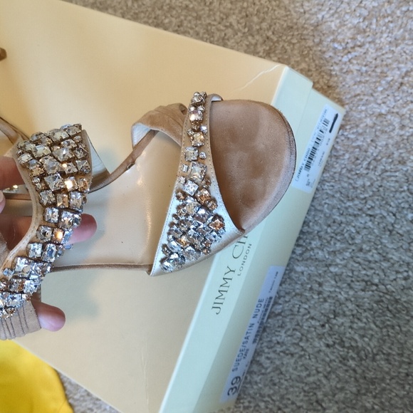 Jimmy Choo 124Kani Strappy Crystal shoes. Worn only 1x. 8 Comes w/ original box. - Picture 3 of 12
